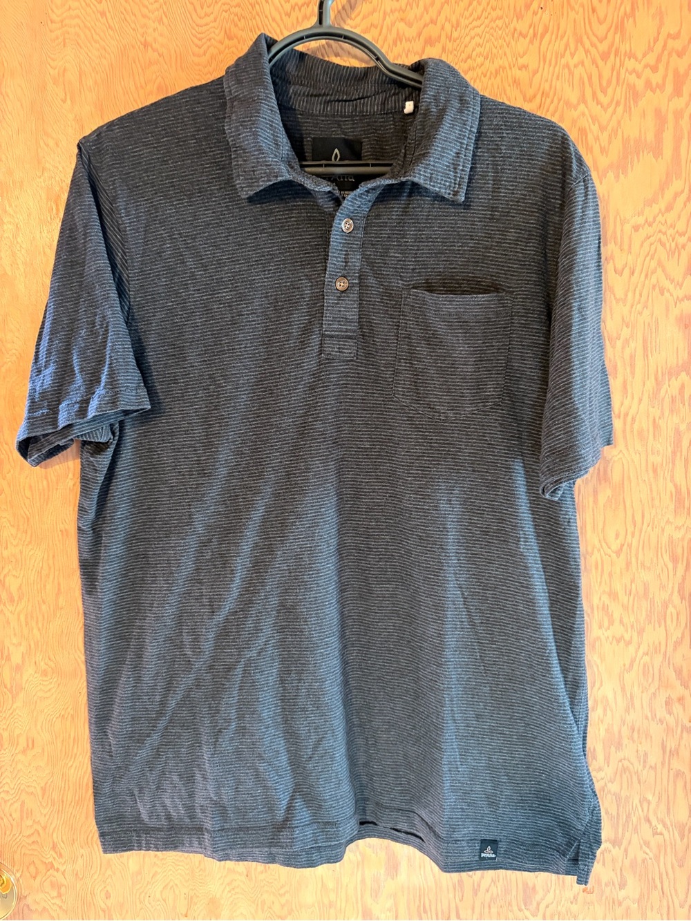 Prana Men's Gray Fine-Striped Short-Sleeve Polo